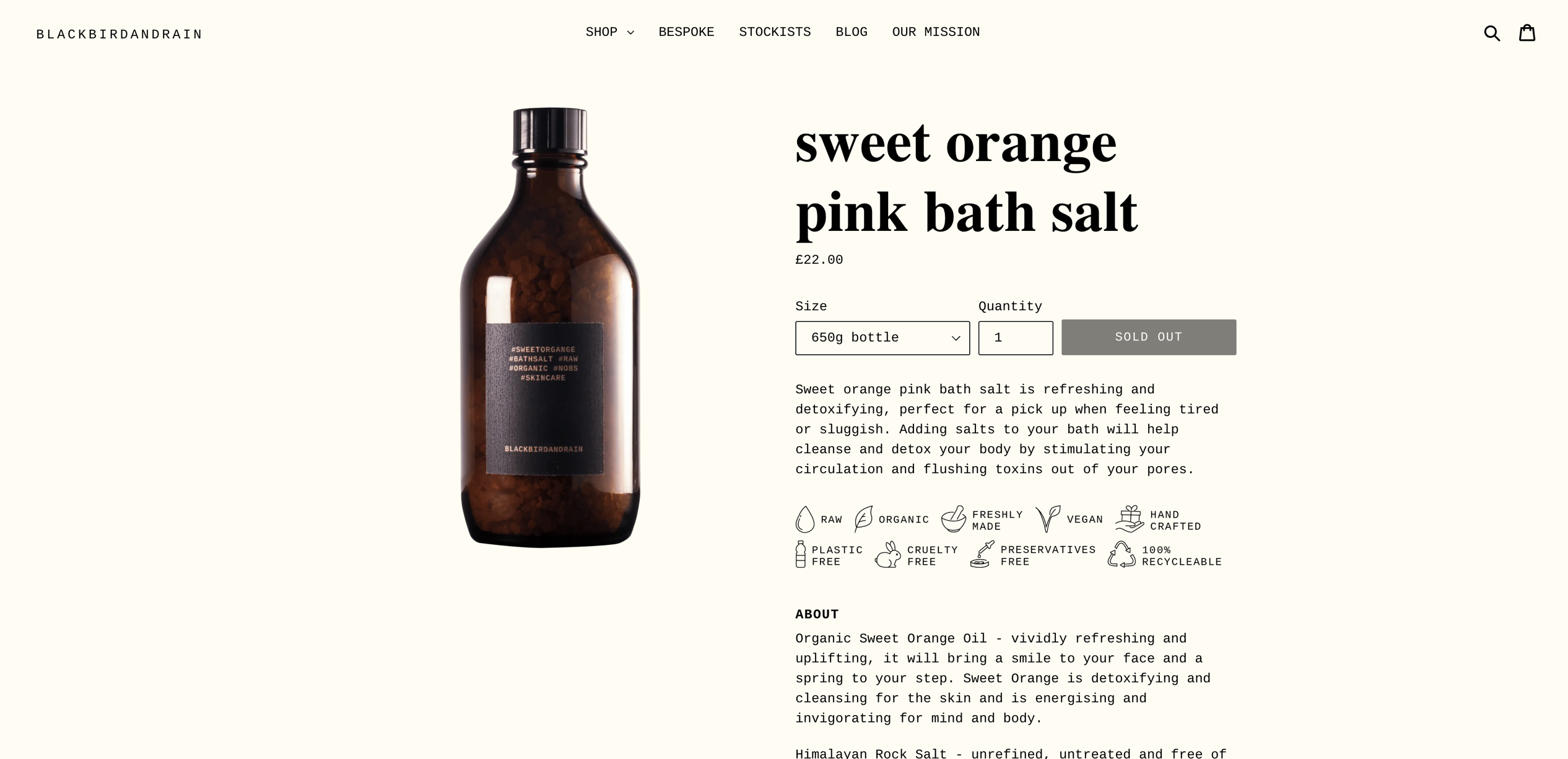 Blackbird & Rain natural skincare e-commerce website